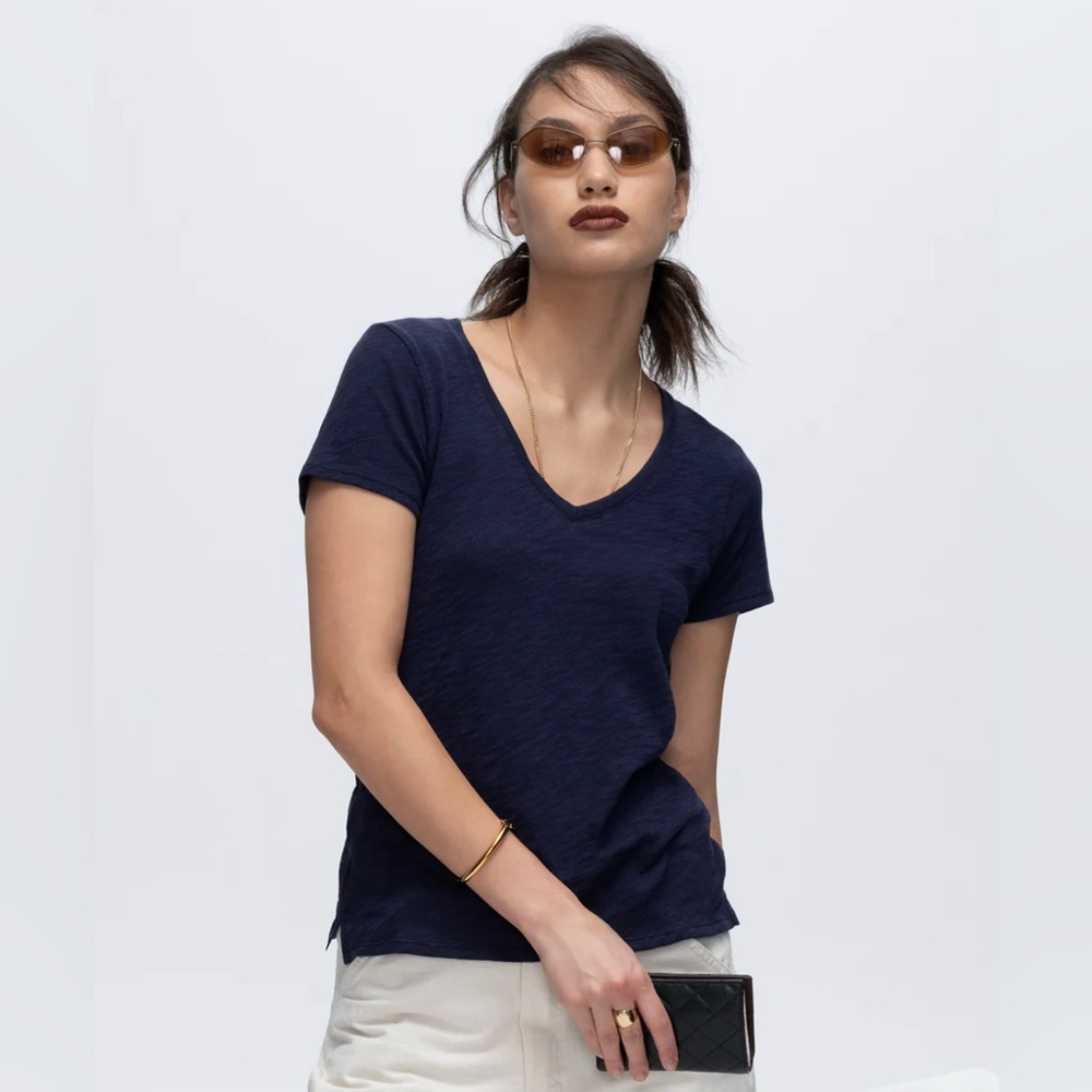 ATM SLUB JERSEY SCHOOLBOY V-NECK TEE